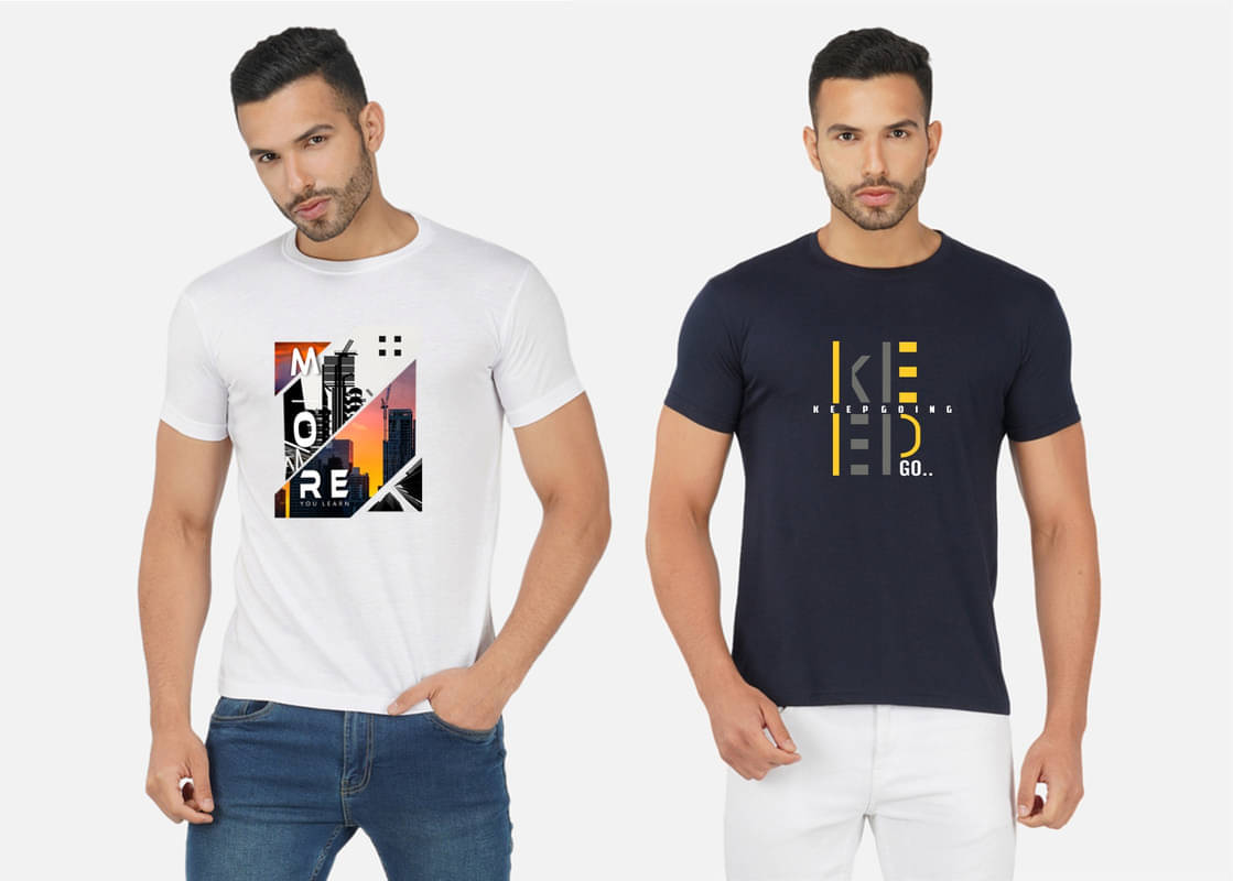 CHOZI Pack of 2 Cotton Blend Regular Fit Men's T-Shirt ( Multicolor ) CHOZI Pack of 2 Cotton Blend Regular Fit Men's T-Shirt ( Multicolor )