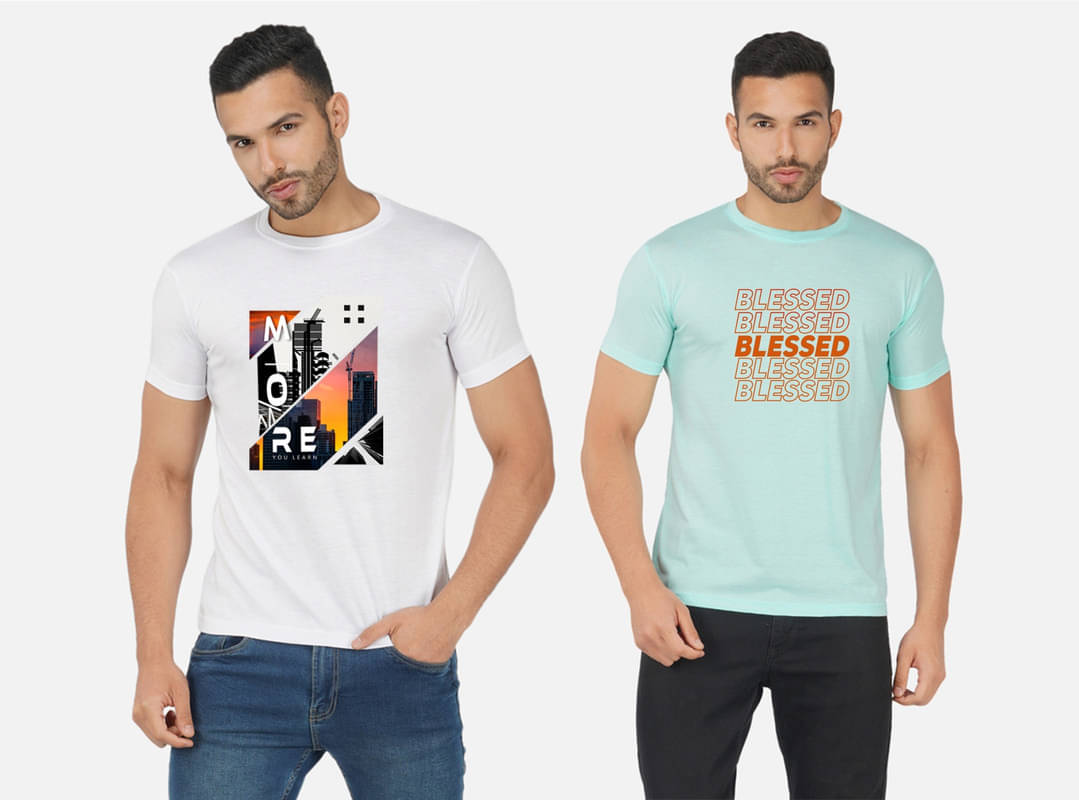 CHOZI Pack of 2 Cotton Blend Regular Fit Men's T-Shirt ( Multicolor ) CHOZI Pack of 2 Cotton Blend Regular Fit Men's T-Shirt ( Multicolor )