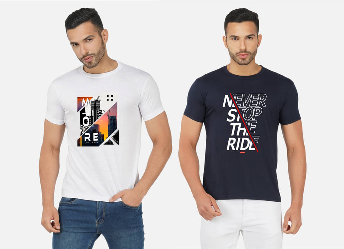 CHOZI Pack of 2 Cotton Blend Regular Fit Men's T-Shirt ( Multicolor ) CHOZI Pack of 2 Cotton Blend Regular Fit Men's T-Shirt ( Multicolor )