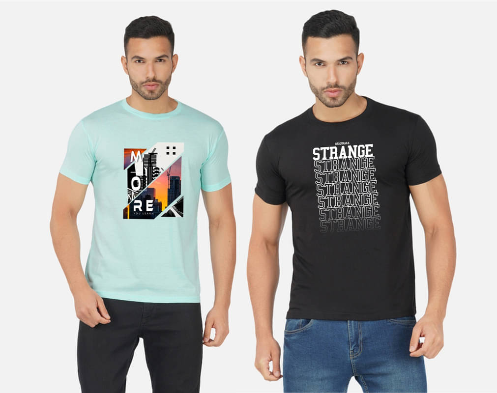 CHOZI Pack of 2 Cotton Blend Regular Fit Men's T-Shirt ( Multicolor ) CHOZI Pack of 2 Cotton Blend Regular Fit Men's T-Shirt ( Multicolor )