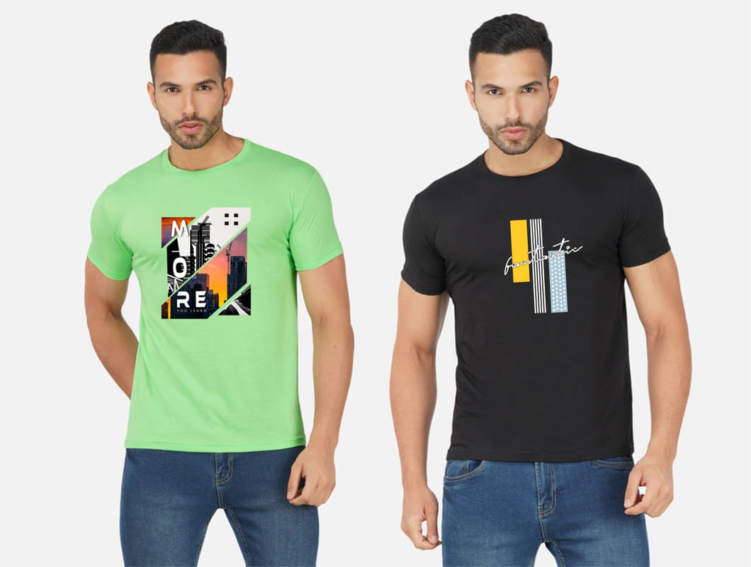 CHOZI Pack of 2 Cotton Blend Regular Fit Men's T-Shirt ( Multicolor ) CHOZI Pack of 2 Cotton Blend Regular Fit Men's T-Shirt ( Multicolor )