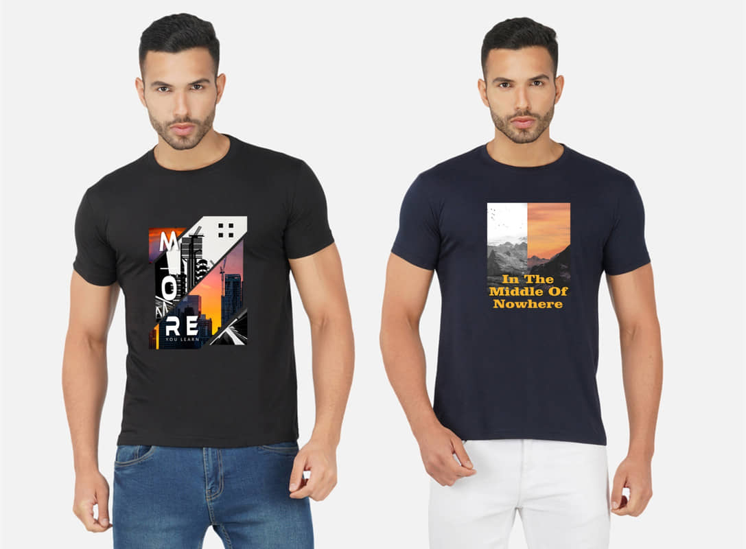 CHOZI Pack of 2 Cotton Blend Regular Fit Men's T-Shirt ( Multicolor )