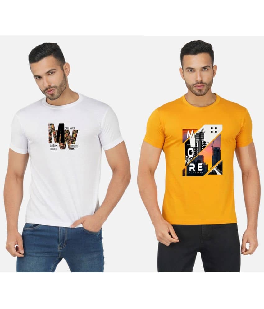 CHOZI Pack of 2 Cotton Blend Regular Fit Men's T-Shirt ( Multicolor )