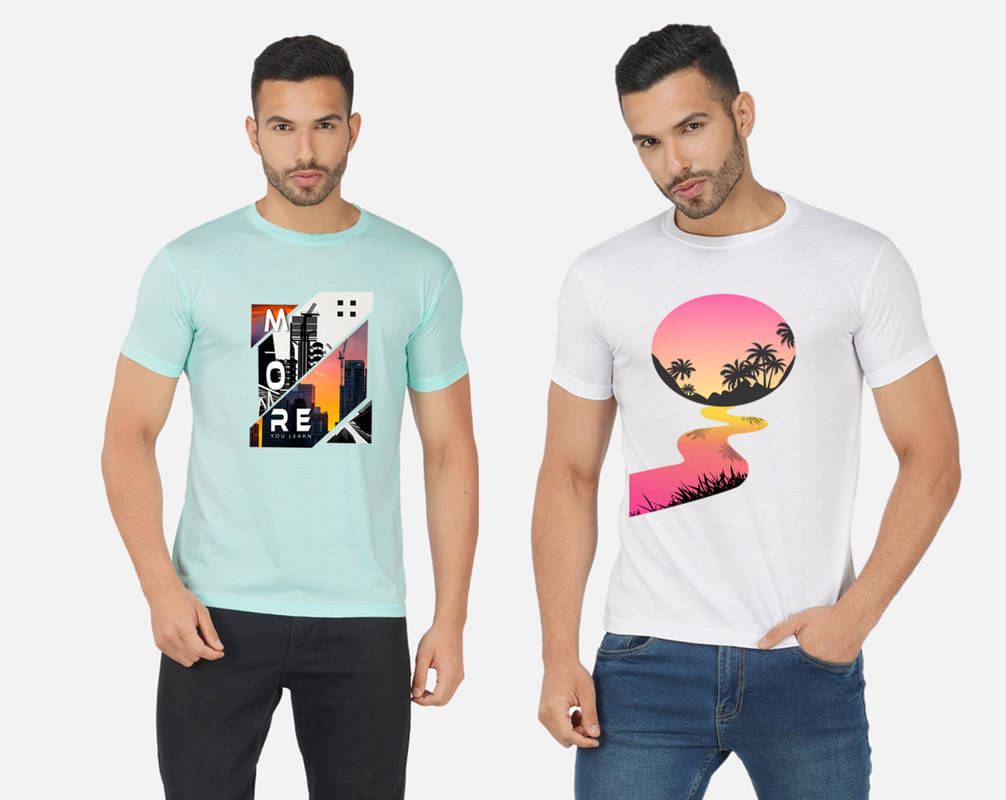 CHOZI Pack of 2 Cotton Blend Regular Fit Men's T-Shirt ( Multicolor ) CHOZI Pack of 2 Cotton Blend Regular Fit Men's T-Shirt ( Multicolor )