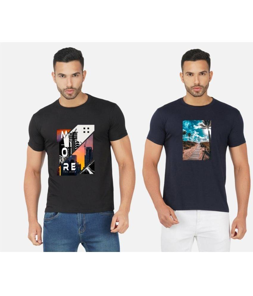 CHOZI Pack of 2 Cotton Blend Regular Fit Men's T-Shirt ( Multicolor ) CHOZI Pack of 2 Cotton Blend Regular Fit Men's T-Shirt ( Multicolor )