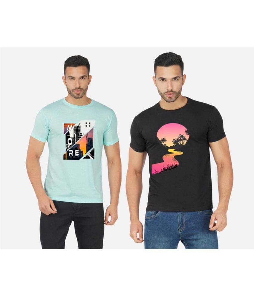 CHOZI Pack of 2 Cotton Blend Regular Fit Men's T-Shirt ( Multicolor ) CHOZI Pack of 2 Cotton Blend Regular Fit Men's T-Shirt ( Multicolor )