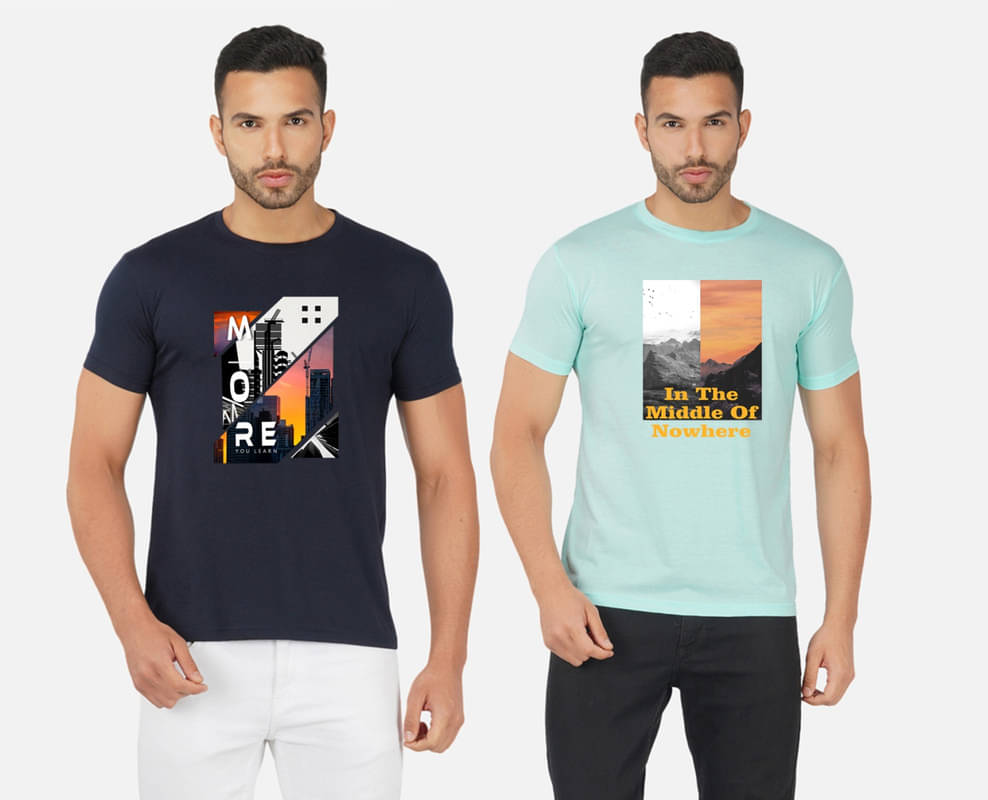 CHOZI Pack of 2 Cotton Blend Regular Fit Men's T-Shirt ( Multicolor ) CHOZI Pack of 2 Cotton Blend Regular Fit Men's T-Shirt ( Multicolor )