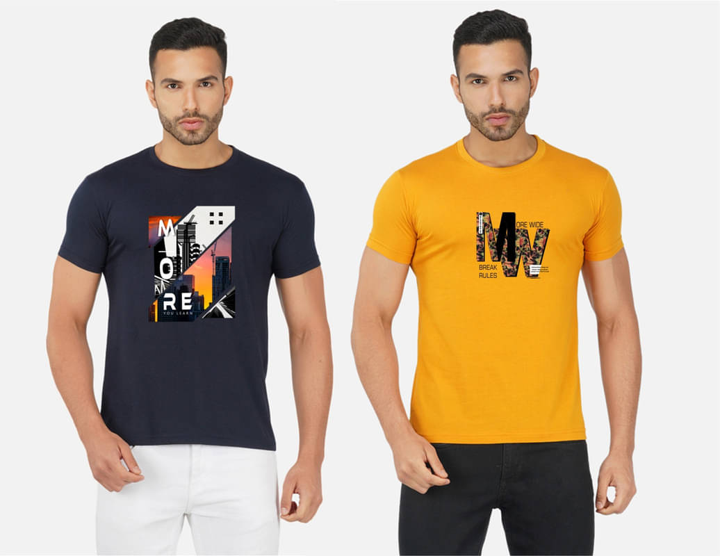 CHOZI Pack of 2 Cotton Blend Regular Fit Men's T-Shirt ( Multicolor ) CHOZI Pack of 2 Cotton Blend Regular Fit Men's T-Shirt ( Multicolor )