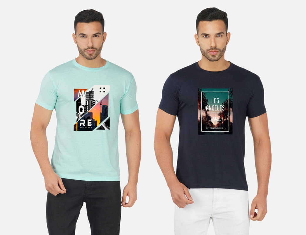 CHOZI Pack of 2 Cotton Blend Regular Fit Men's T-Shirt ( Multicolor ) CHOZI Pack of 2 Cotton Blend Regular Fit Men's T-Shirt ( Multicolor )