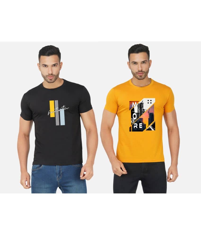 CHOZI Pack of 2 Cotton Blend Regular Fit Men's T-Shirt ( Multicolor )