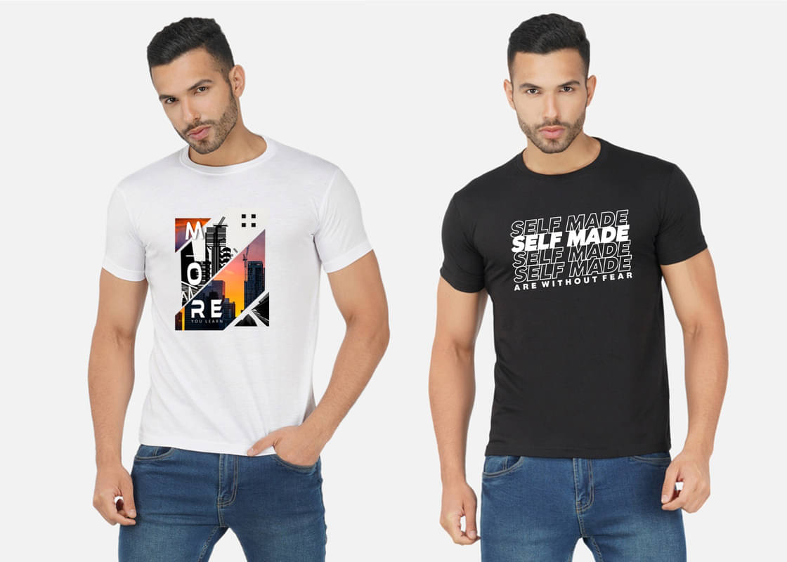 CHOZI Pack of 2 Cotton Blend Regular Fit Men's T-Shirt ( Multicolor ) CHOZI Pack of 2 Cotton Blend Regular Fit Men's T-Shirt ( Multicolor )