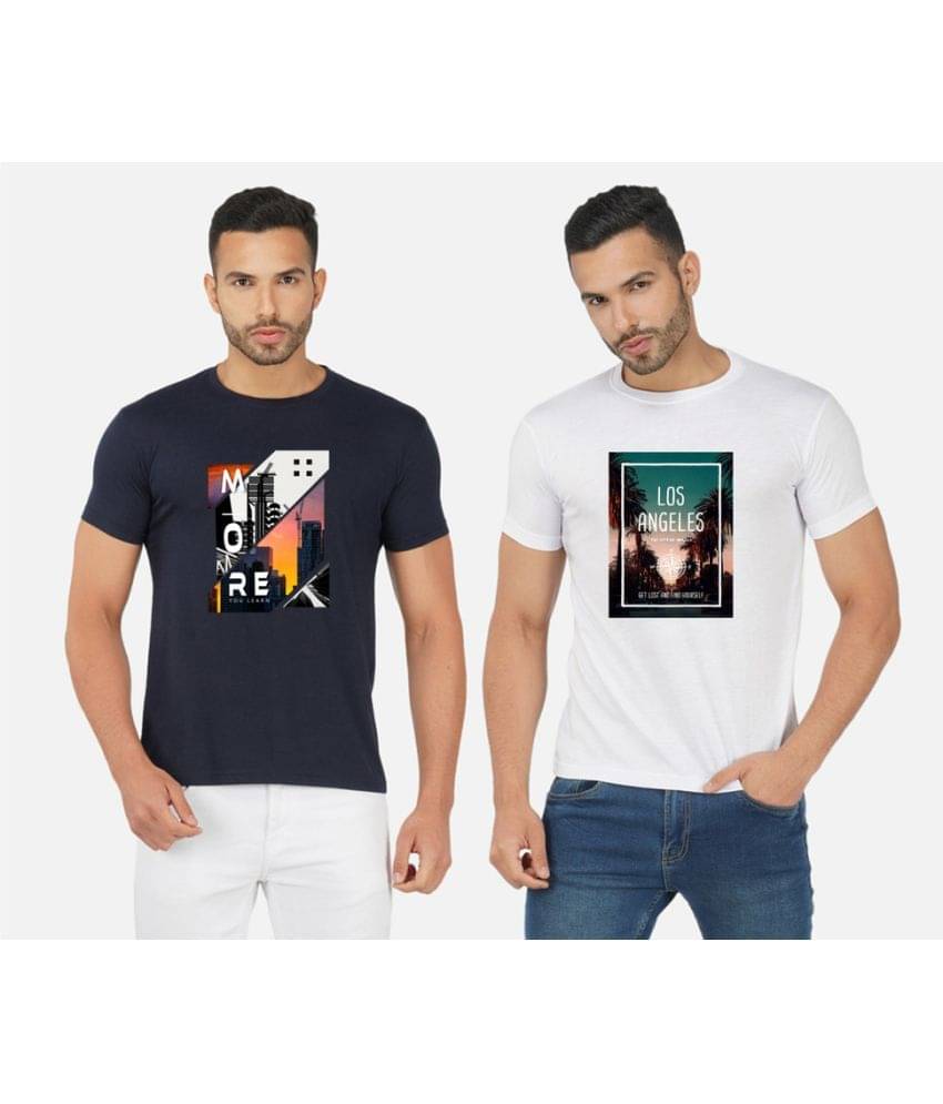 CHOZI Pack of 2 Cotton Blend Regular Fit Men's T-Shirt ( Multicolor ) CHOZI Pack of 2 Cotton Blend Regular Fit Men's T-Shirt ( Multicolor )