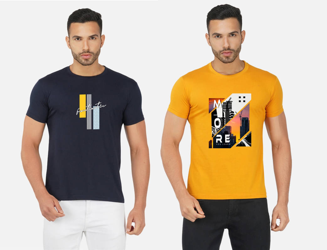 CHOZI Pack of 2 Cotton Blend Regular Fit Men's T-Shirt ( Multicolor ) CHOZI Pack of 2 Cotton Blend Regular Fit Men's T-Shirt ( Multicolor )