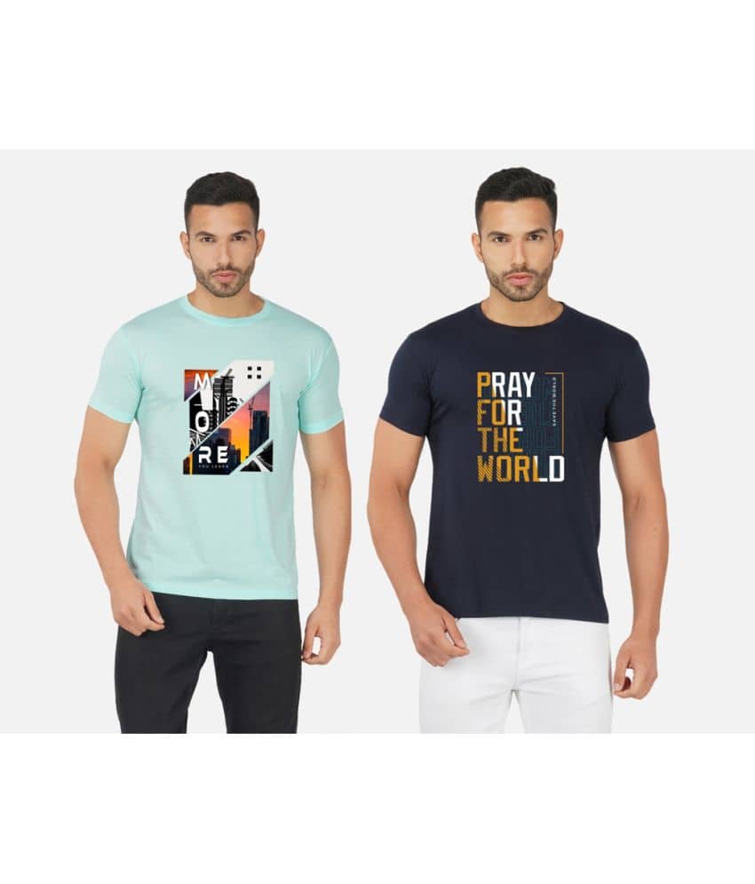 CHOZI Pack of 2 Cotton Blend Regular Fit Men's T-Shirt ( Multicolor )