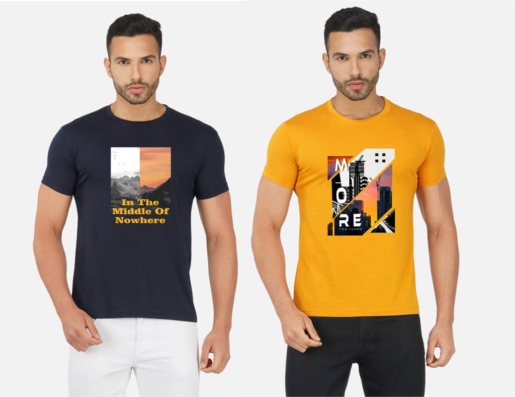 CHOZI Pack of 2 Cotton Blend Regular Fit Men's T-Shirt ( Multicolor ) CHOZI Pack of 2 Cotton Blend Regular Fit Men's T-Shirt ( Multicolor )