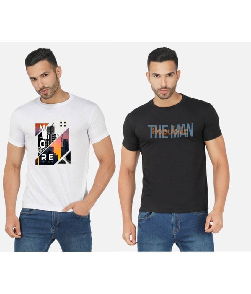 CHOZI Pack of 2 Cotton Blend Regular Fit Men's T-Shirt ( Multicolor ) CHOZI Pack of 2 Cotton Blend Regular Fit Men's T-Shirt ( Multicolor )