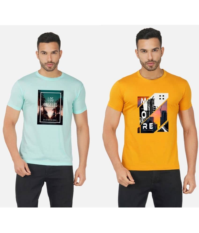 CHOZI Pack of 2 Cotton Blend Regular Fit Men's T-Shirt ( Multicolor )