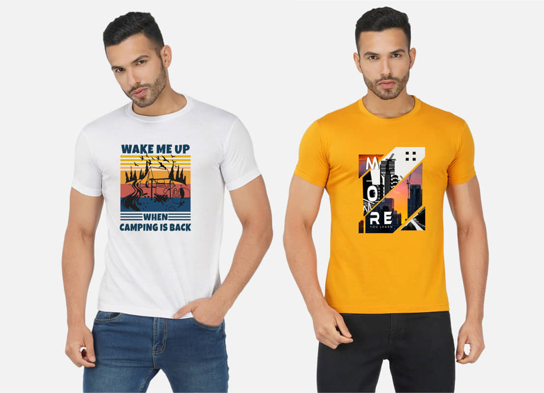 CHOZI Pack of 2 Cotton Blend Regular Fit Men's T-Shirt ( Multicolor )
