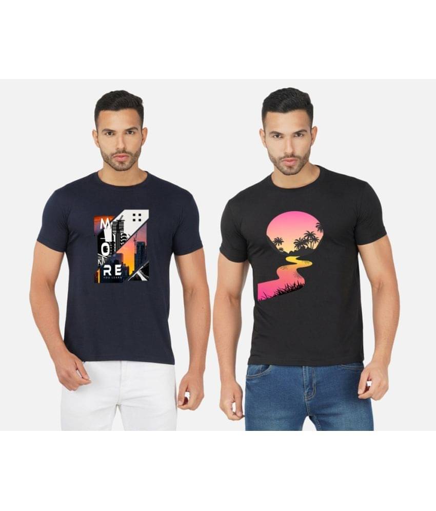 CHOZI Pack of 2 Cotton Blend Regular Fit Men's T-Shirt ( Multicolor ) CHOZI Pack of 2 Cotton Blend Regular Fit Men's T-Shirt ( Multicolor )