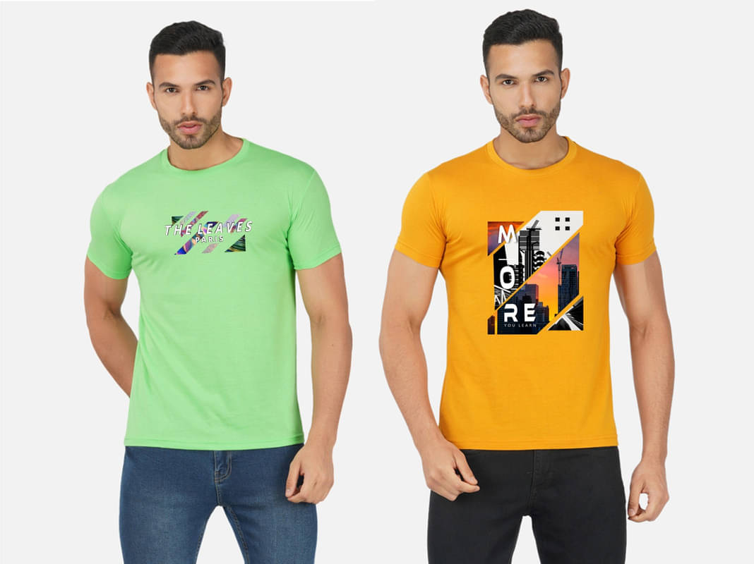 CHOZI Pack of 2 Cotton Blend Regular Fit Men's T-Shirt ( Multicolor ) CHOZI Pack of 2 Cotton Blend Regular Fit Men's T-Shirt ( Multicolor )