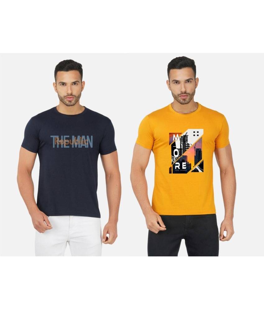 CHOZI Pack of 2 Cotton Blend Regular Fit Men's T-Shirt ( Multicolor ) CHOZI Pack of 2 Cotton Blend Regular Fit Men's T-Shirt ( Multicolor )