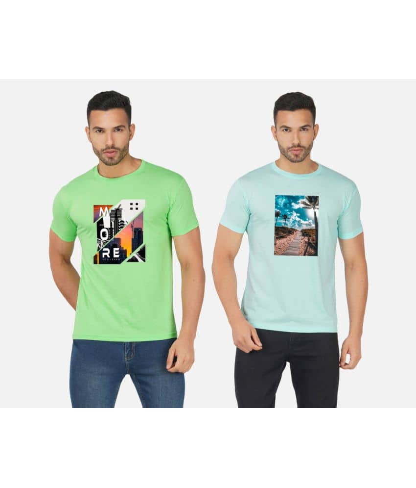 CHOZI Pack of 2 Cotton Blend Regular Fit Men's T-Shirt ( Multicolor )