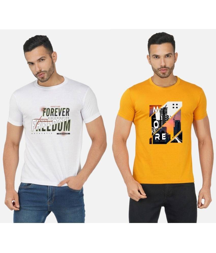 CHOZI Pack of 2 Cotton Blend Regular Fit Men's T-Shirt ( Multicolor ) CHOZI Pack of 2 Cotton Blend Regular Fit Men's T-Shirt ( Multicolor )