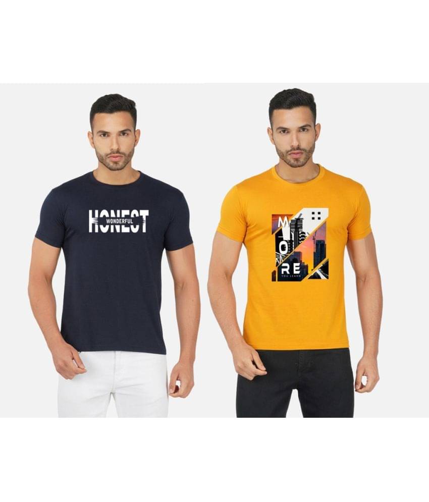 CHOZI Pack of 2 Cotton Blend Regular Fit Men's T-Shirt ( Multicolor ) CHOZI Pack of 2 Cotton Blend Regular Fit Men's T-Shirt ( Multicolor )