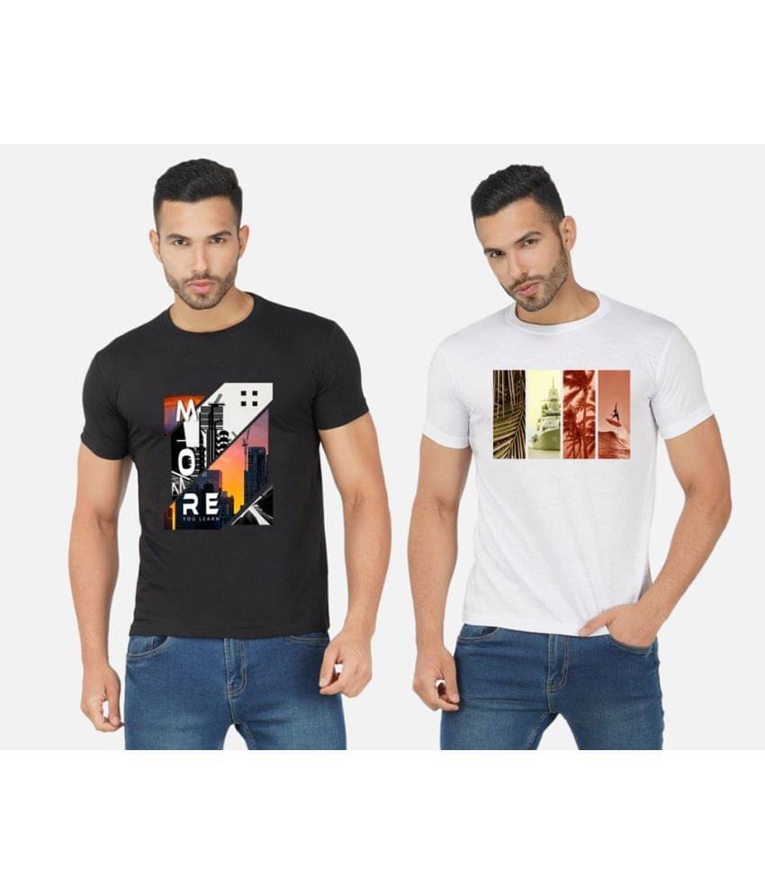 CHOZI Pack of 2 Cotton Blend Regular Fit Men's T-Shirt ( Multicolor ) CHOZI Pack of 2 Cotton Blend Regular Fit Men's T-Shirt ( Multicolor )