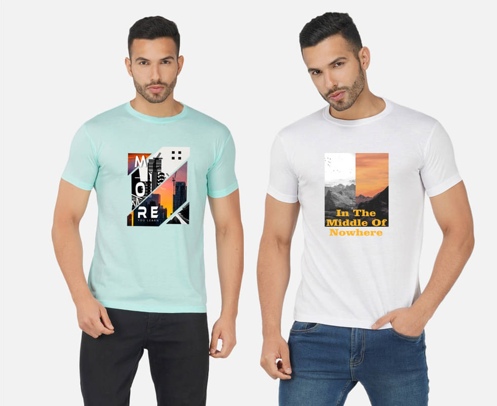 CHOZI Pack of 2 Cotton Blend Regular Fit Men's T-Shirt ( Multicolor ) CHOZI Pack of 2 Cotton Blend Regular Fit Men's T-Shirt ( Multicolor )