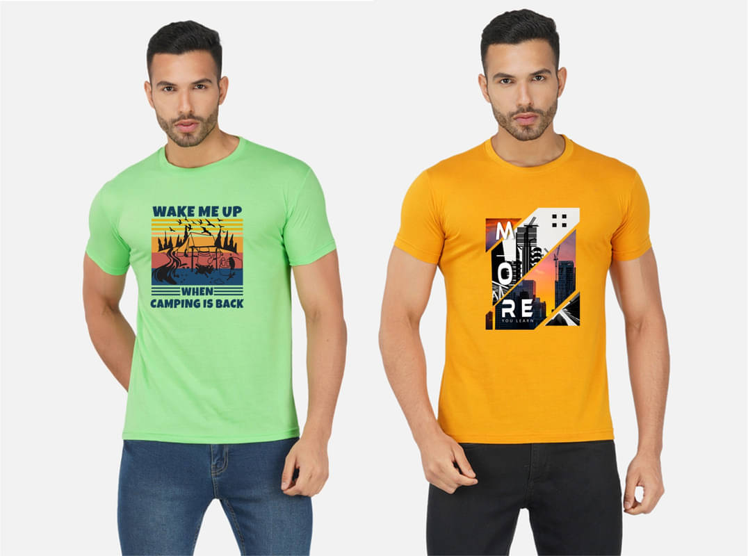 CHOZI Pack of 2 Cotton Blend Regular Fit Men's T-Shirt ( Multicolor ) CHOZI Pack of 2 Cotton Blend Regular Fit Men's T-Shirt ( Multicolor )