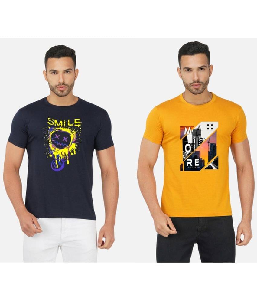 CHOZI Pack of 2 Cotton Blend Regular Fit Men's T-Shirt ( Multicolor ) CHOZI Pack of 2 Cotton Blend Regular Fit Men's T-Shirt ( Multicolor )