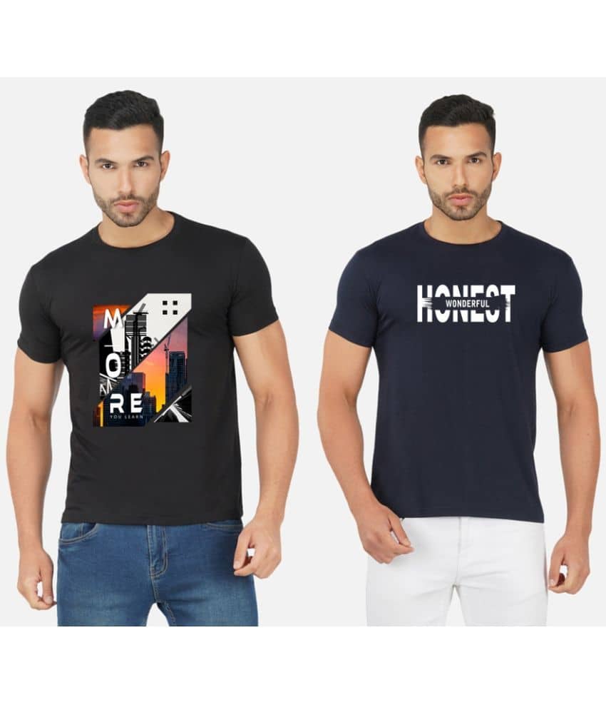 CHOZI Pack of 2 Cotton Blend Regular Fit Men's T-Shirt ( Multicolor )