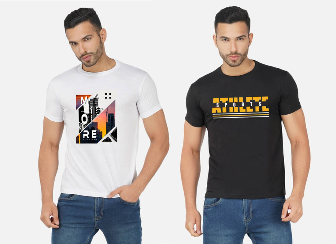 CHOZI Pack of 2 Cotton Blend Regular Fit Men's T-Shirt ( Multicolor ) CHOZI Pack of 2 Cotton Blend Regular Fit Men's T-Shirt ( Multicolor )