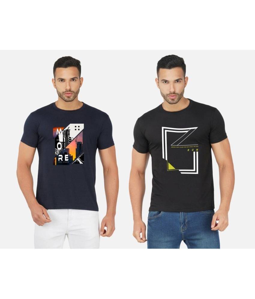 CHOZI Pack of 2 Cotton Blend Regular Fit Men's T-Shirt ( Multicolor ) CHOZI Pack of 2 Cotton Blend Regular Fit Men's T-Shirt ( Multicolor )