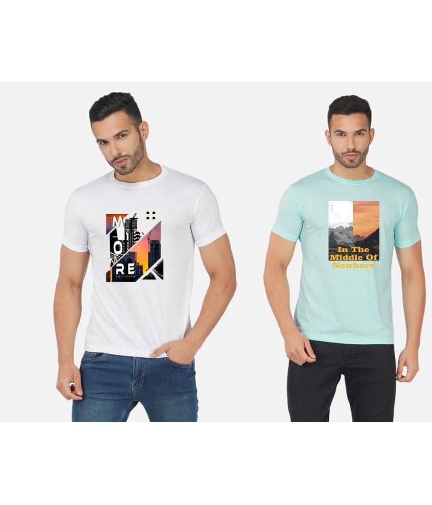 CHOZI Pack of 2 Cotton Blend Regular Fit Men's T-Shirt ( Multicolor ) CHOZI Pack of 2 Cotton Blend Regular Fit Men's T-Shirt ( Multicolor )