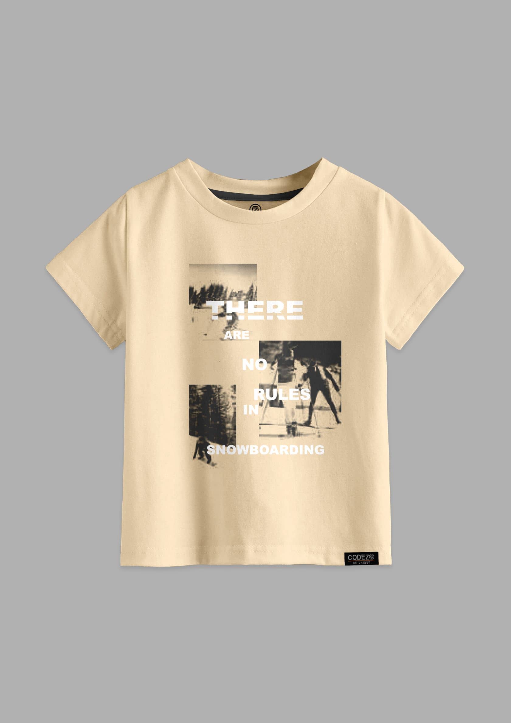 CODEZ Pack of 1 Boys Cotton Blend T-Shirt ( Beige )