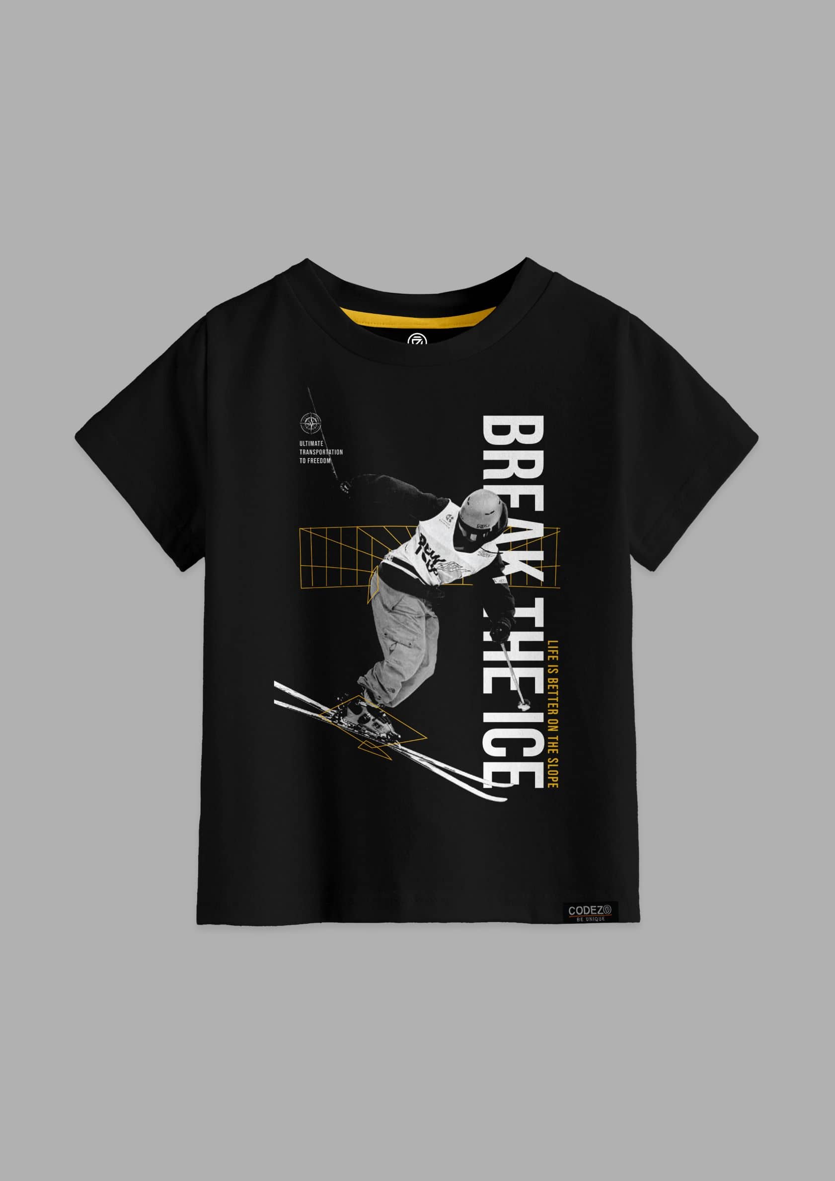 CODEZ Pack of 1 Boys Cotton Blend T-Shirt ( Black )