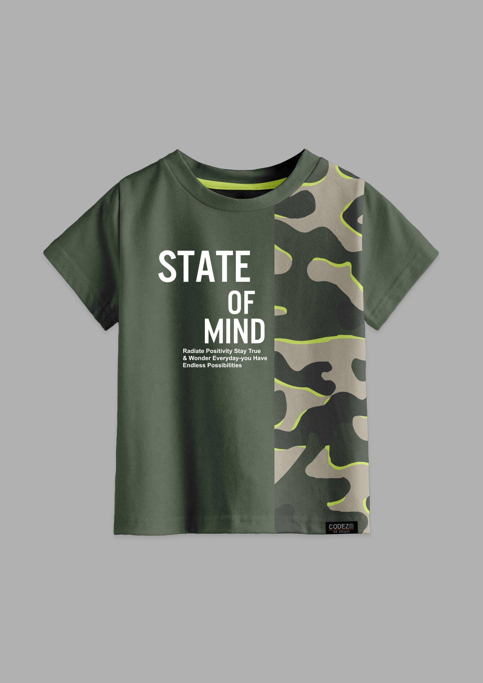     			CODEZ Pack of 1 Boys Cotton Blend T-Shirt ( Olive )