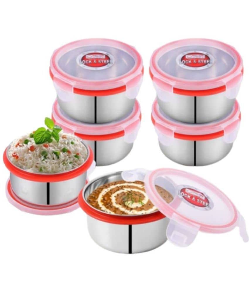 Dream Home Click n Lock 350 Steel Food Container Set of 6 350 mL