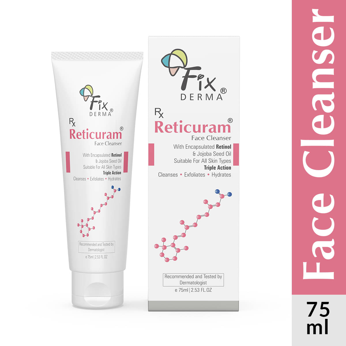 Fixderma 0.5% Retinol Reticuram Face Cleanser for All Skin Types, 75ml, (Pack of 1) Fixderma 0.5% Retinol Reticuram Face Cleanser for All Skin Types, 75ml, (Pack of 1)