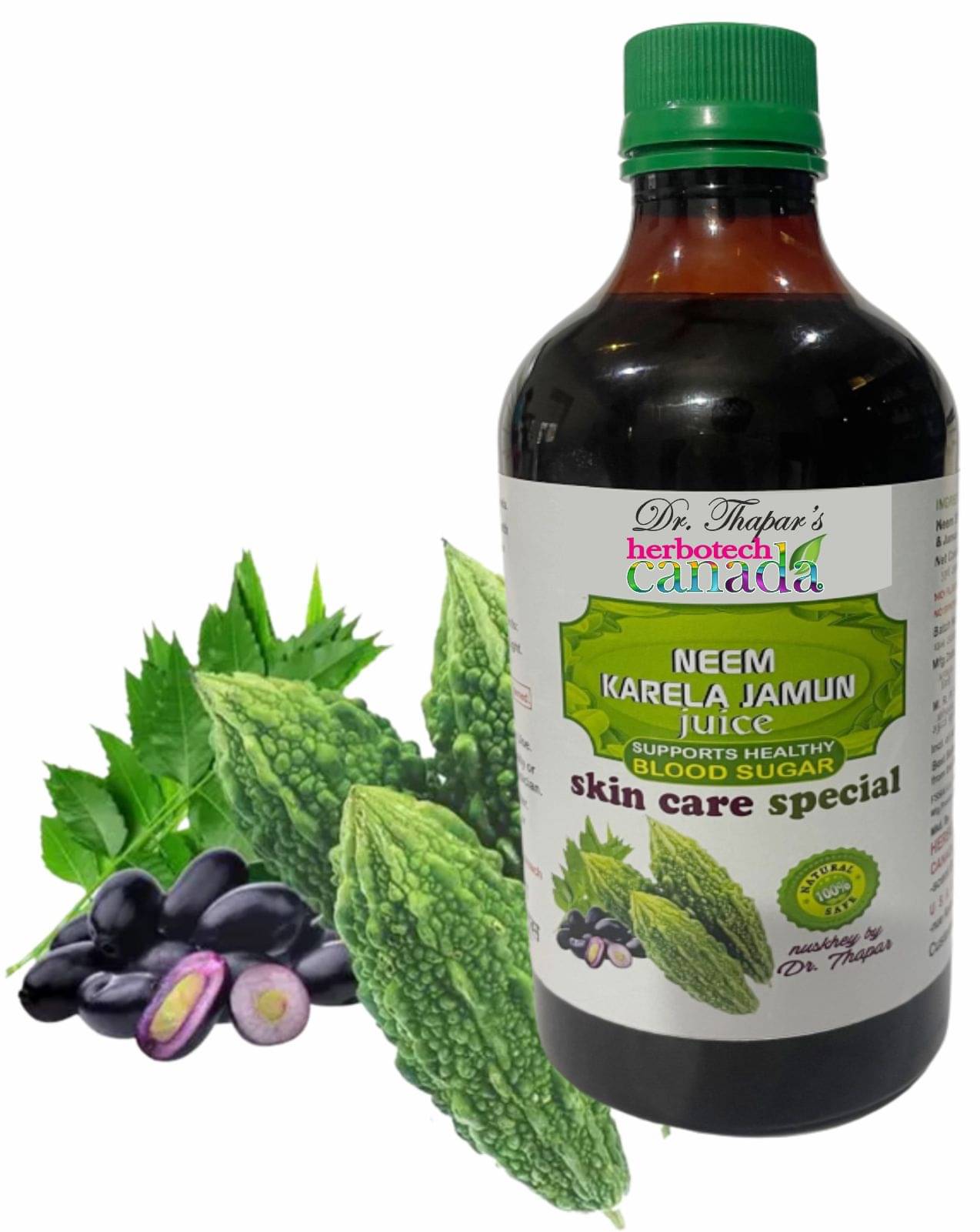 Herbotech Canada Neem Karela Jamun Juice 450 ML, Promotes Healthy SUGAR Levels | Good for Metabolic & Digestive Health | Ayurvedic Health Juice For Immunity Boosting Herbotech Canada Neem Karela Jamun Juice 450 ML, Promotes Healthy SUGAR Levels | Good for Metabolic & Digestive Health | Ayurvedic Health Juice For Immunity Boosting