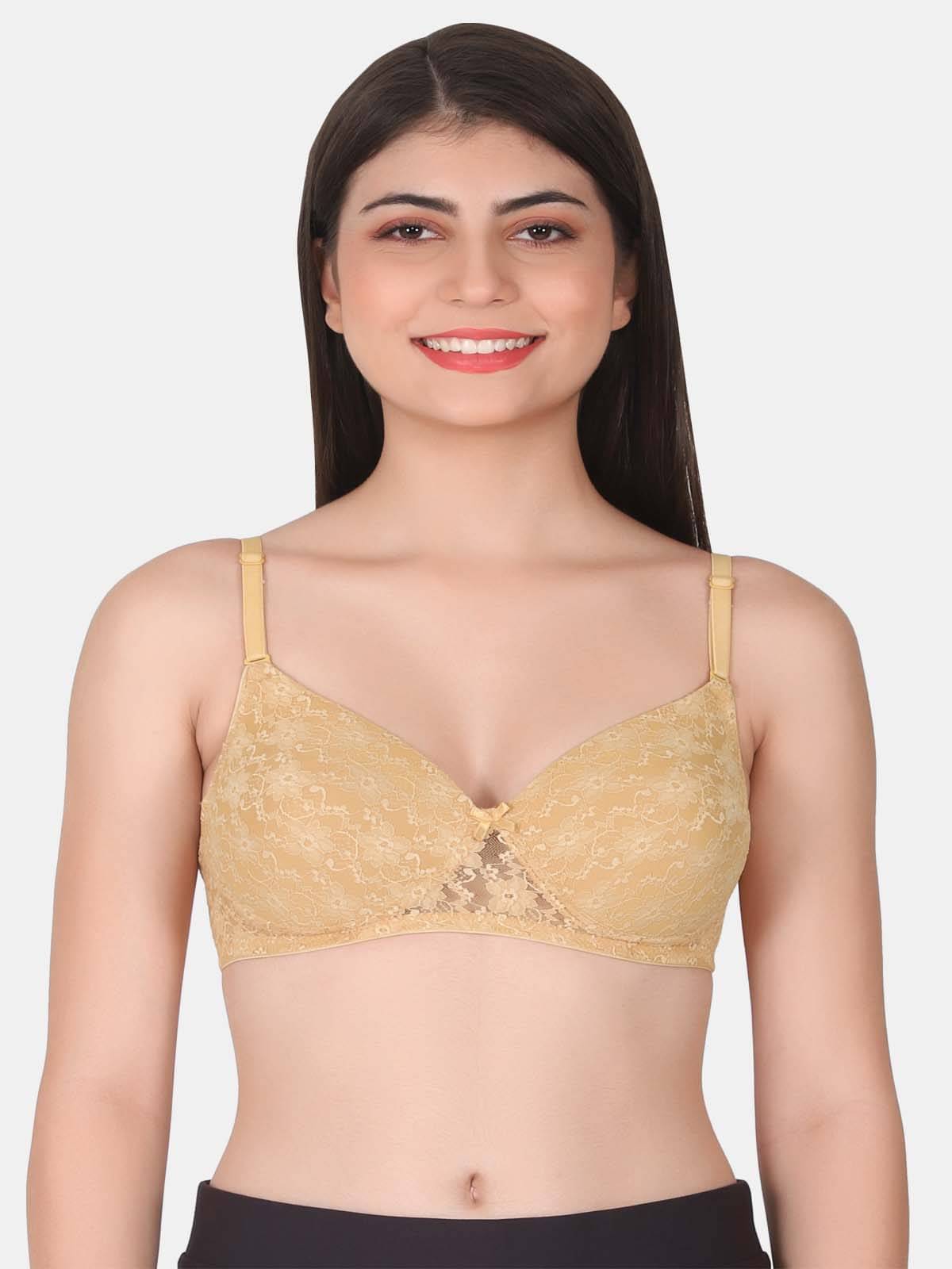 LACYLUXE Net Lightly Padded Women's T-Shirt Bra ( Beige )     			LACYLUXE Net Lightly Padded Women's T-Shirt Bra ( Beige )