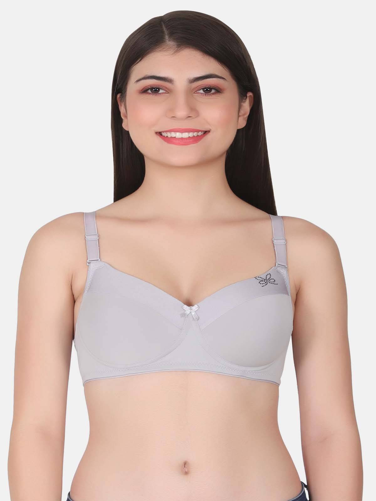     			LACYLUXE Nylon Lightly Padded Women's T-Shirt Bra ( Light Grey )