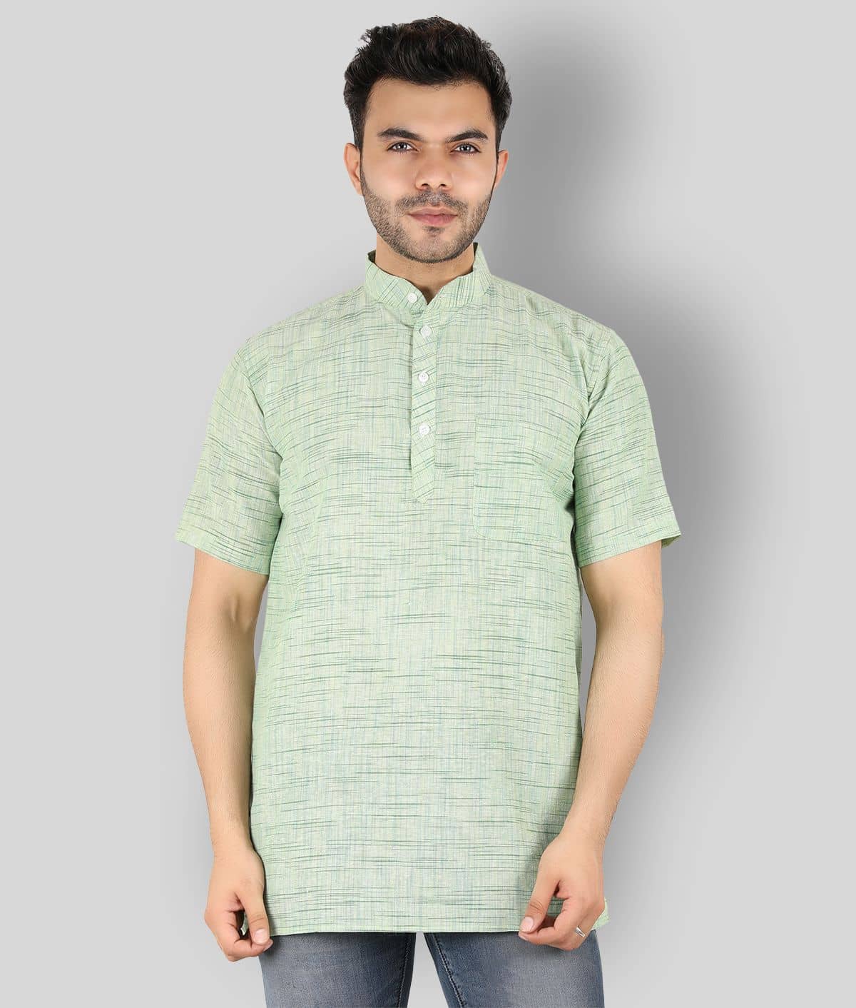Latest Chikan - Green Cotton Blend Men's Shirt Style Kurta ( Pack of 1 ) - Kurtas & Kurta Sets | Buy online on ZillyBuy