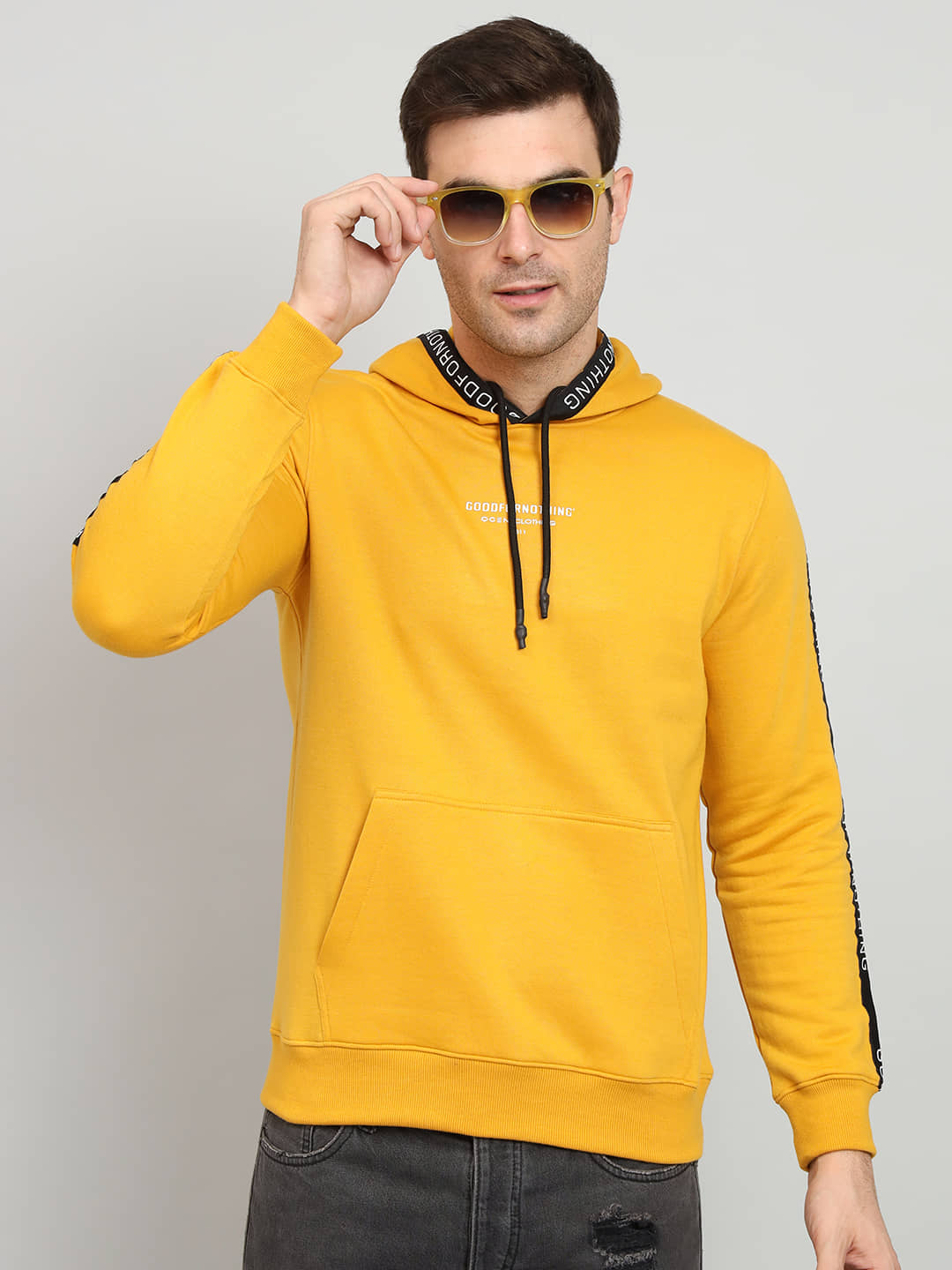 OGEN Cotton Blend Hooded Men's Sweatshirt - Mustard ( Pack of 1 )