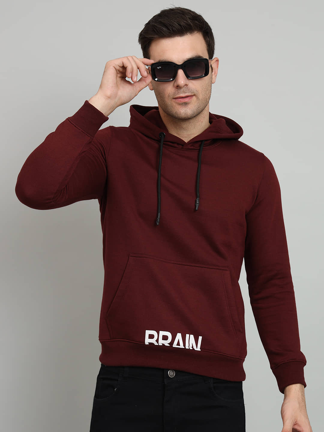 OGEN Cotton Blend Hooded Men's Sweatshirt - Wine ( Pack of 1 )