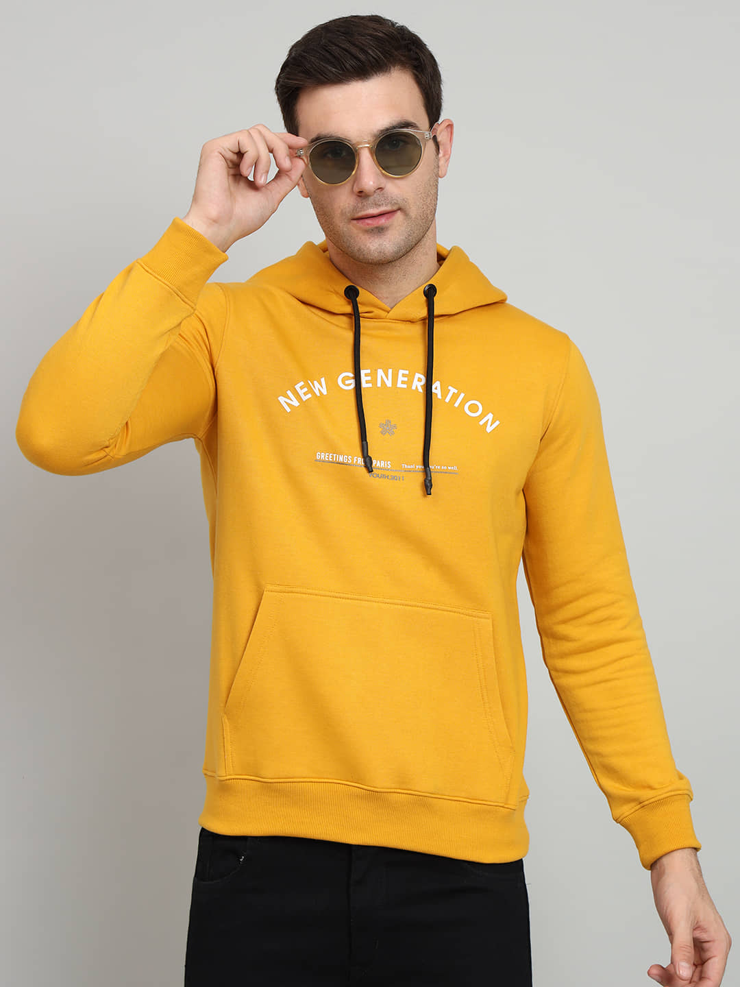 OGEN Cotton Blend Hooded Men's Sweatshirt - Mustard ( Pack of 1 )