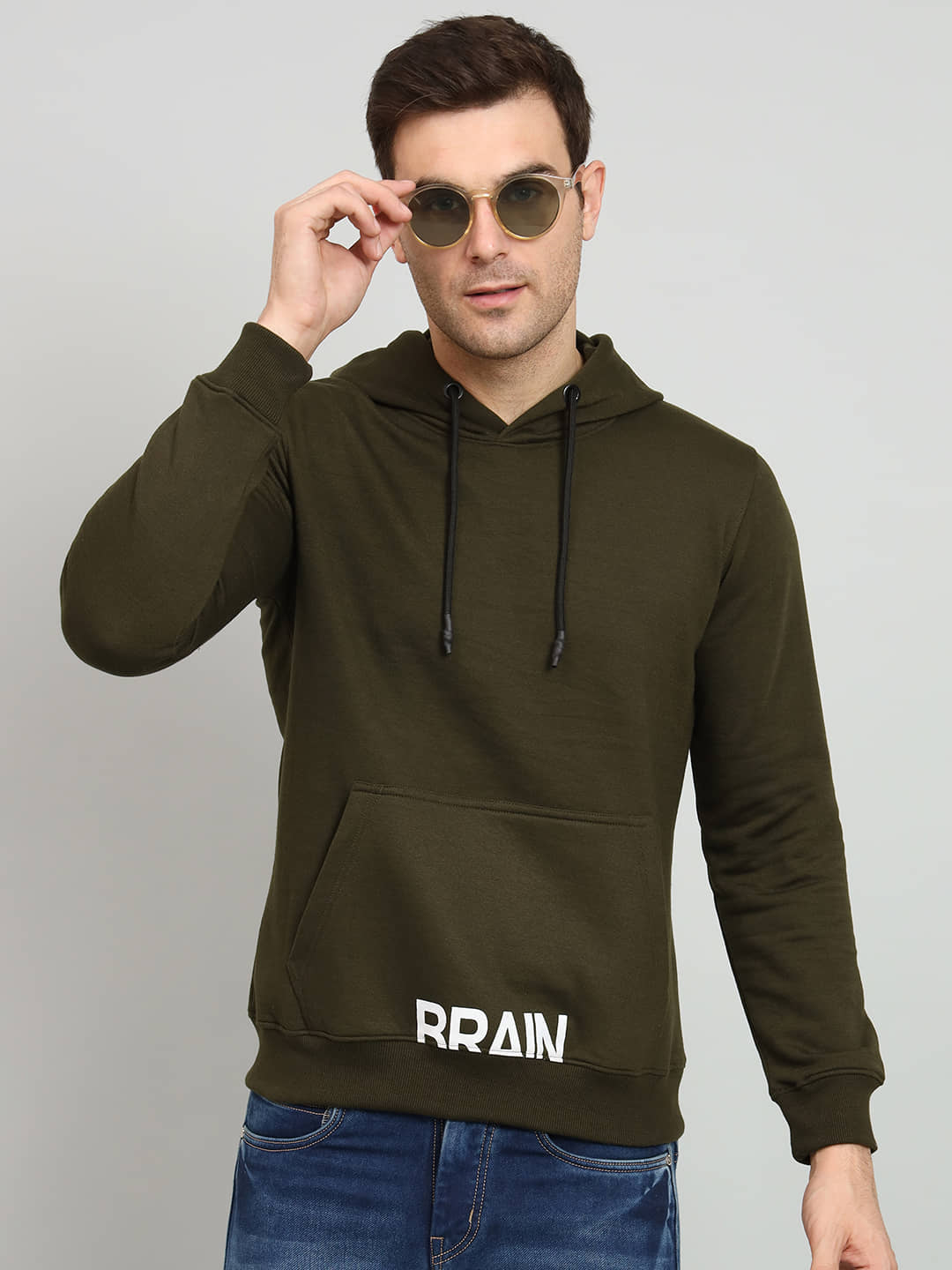 OGEN Cotton Blend Hooded Men's Sweatshirt - Olive ( Pack of 1 )