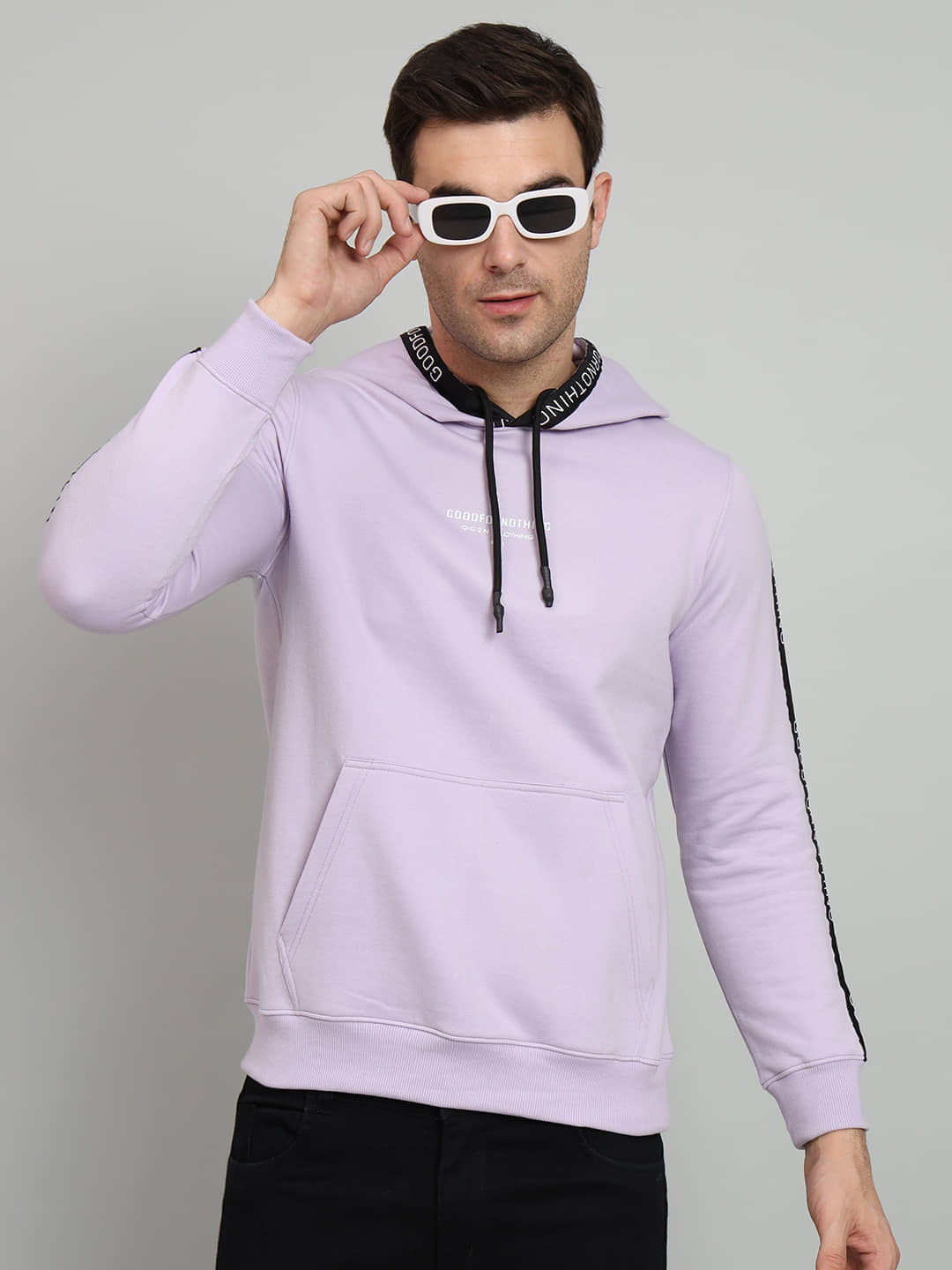 OGEN Cotton Blend Hooded Men's Sweatshirt - Lavender ( Pack of 1 )